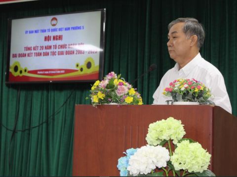 Phường 5 tổ chức hội nghị tổng kết 20 năm tổ chức ngày hội đại đoàn kết toàn dân tộc giai đoạn 2003 – 2023