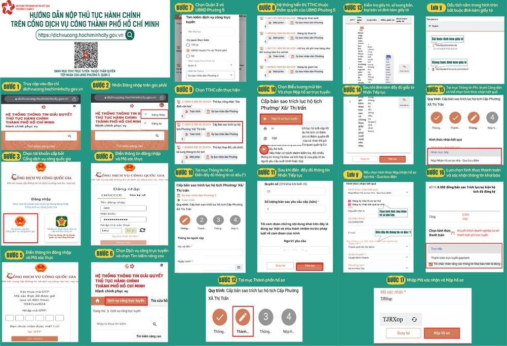 Hướng dẫn nộp thủ tục hành chính trên cổng dịch vụ công thành phố Hồ Chí Minh